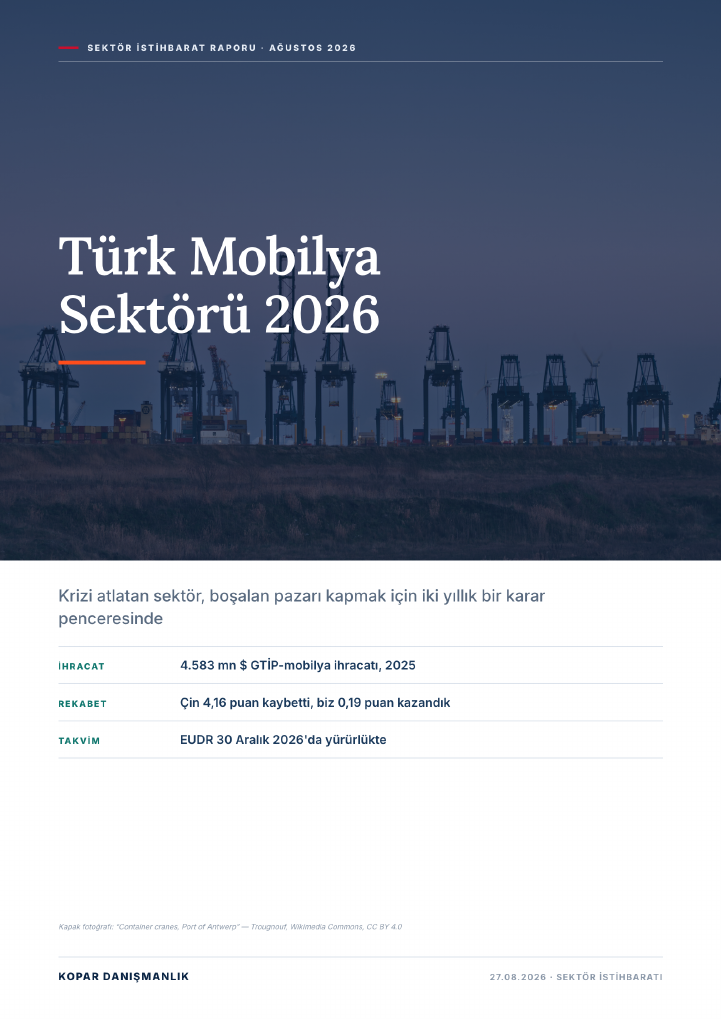 Sektör raporunun kapak sayfası: Türk Mobilya Sektörü 2026.