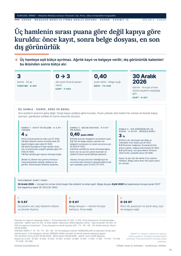 Firma analiz raporu — Yol tablosu · 24-ay ufkunda hamle sırası