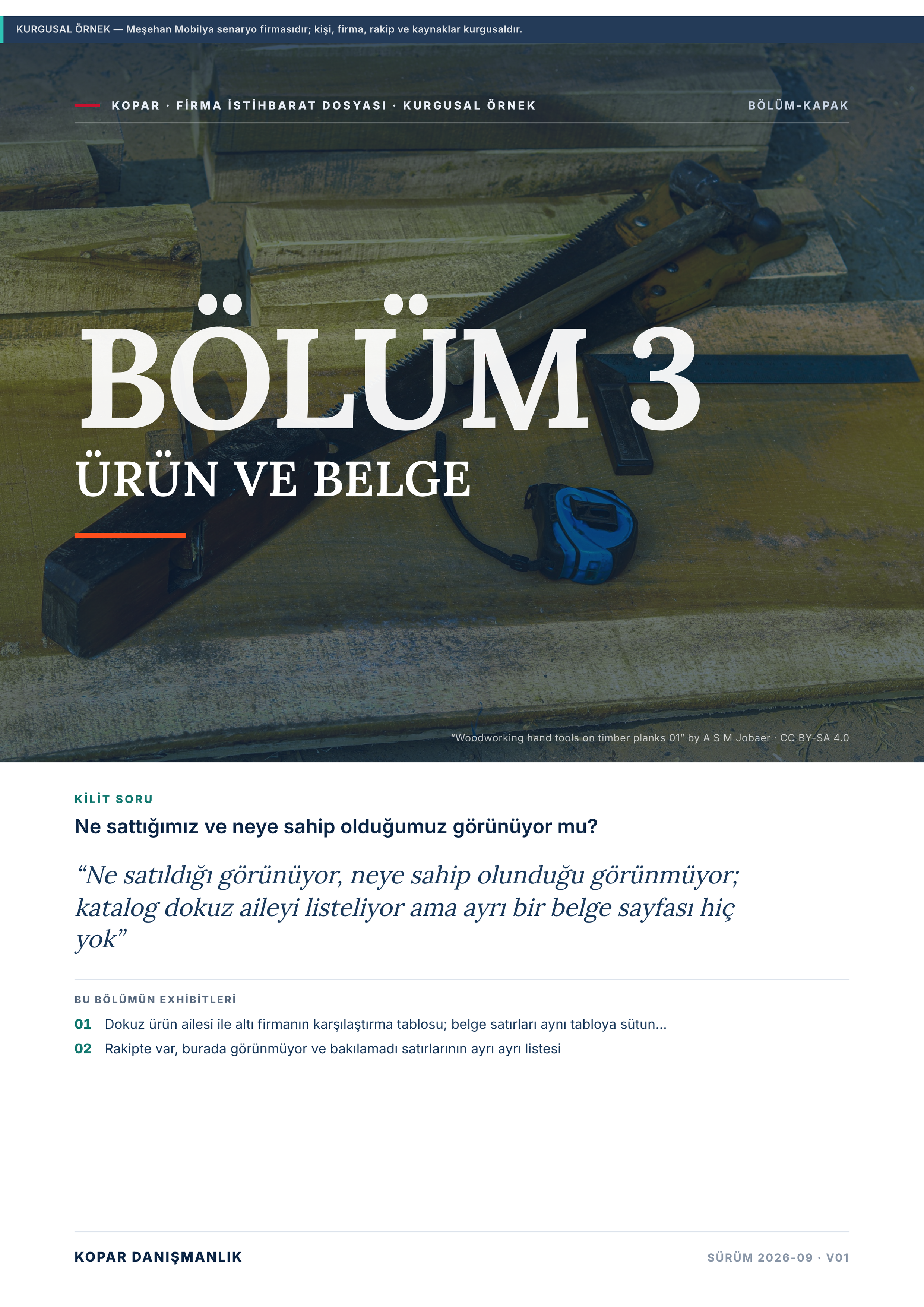 Sayfa 16 — bölüm 3 kapağı, ÜRÜN VE BELGE.