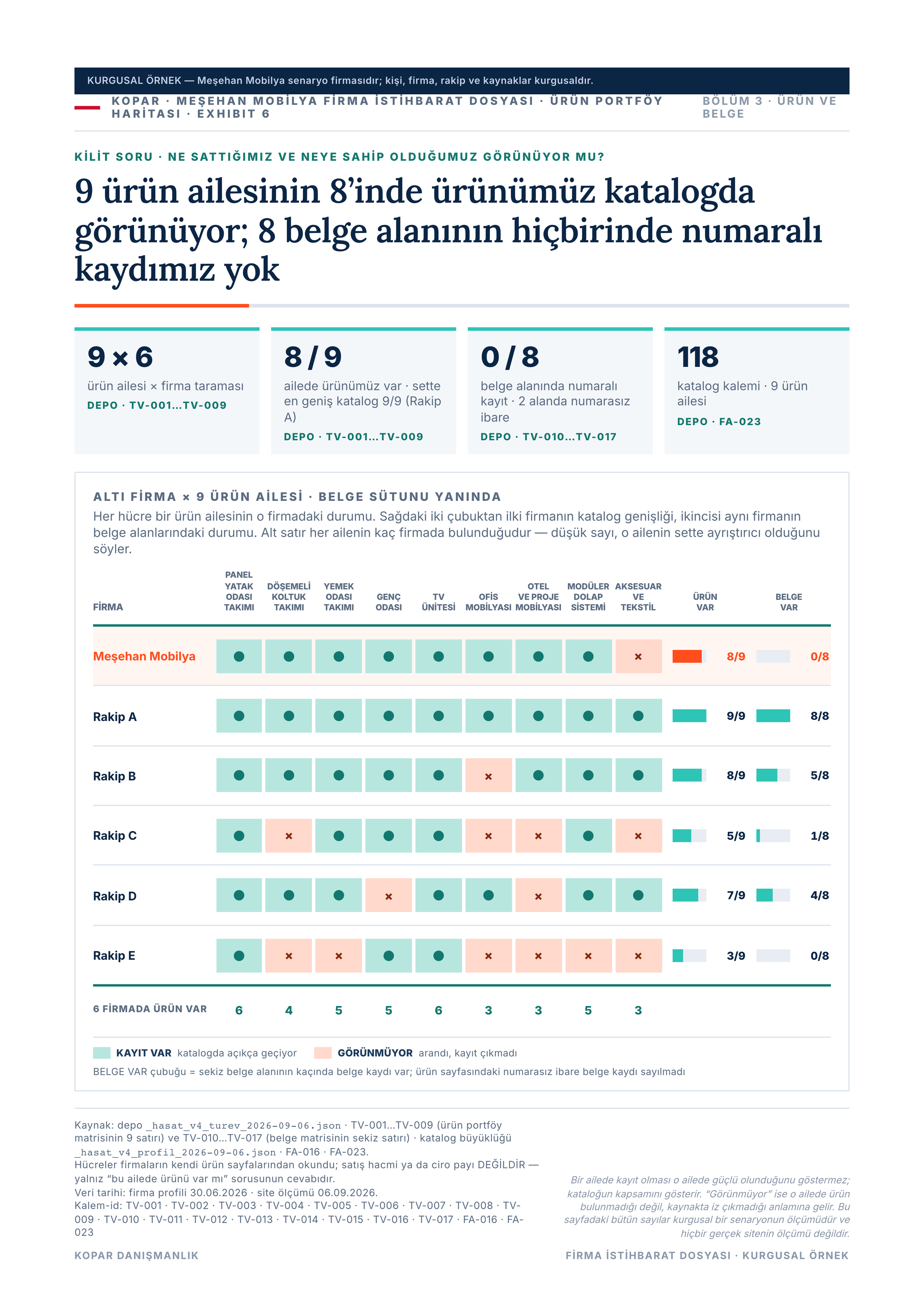 Sayfa 18 — ürün portföyü matrisi.