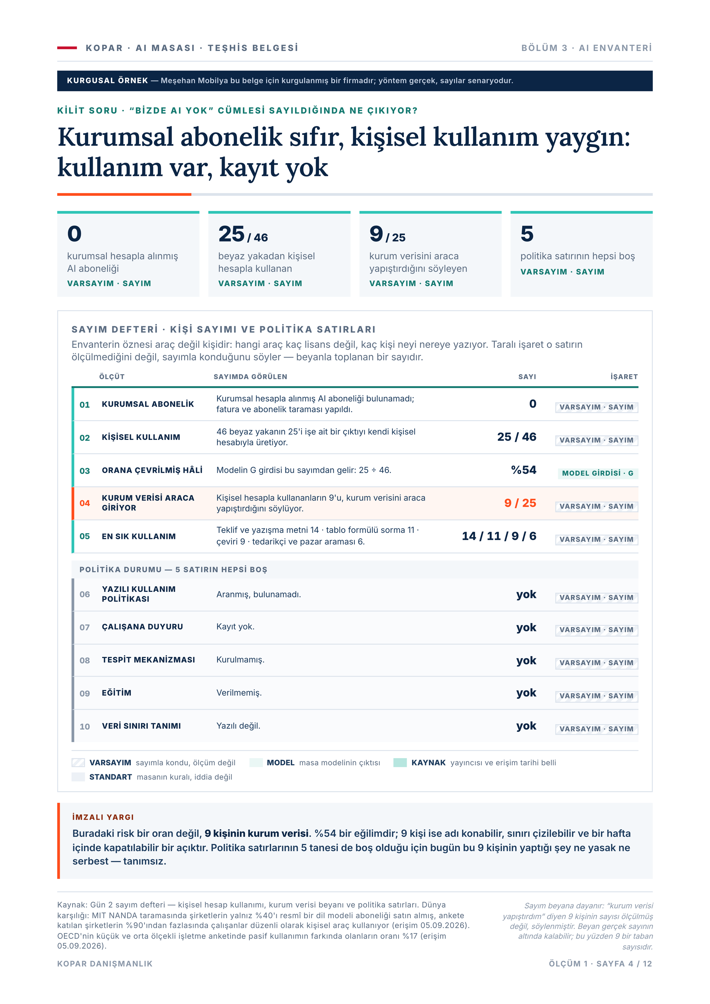 Sayfa 4 — AI envanteri, kişi sayımı ve politika.